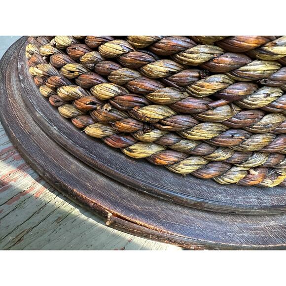 Set of 2 wicker wall shelves sconces plant holders display jute wood pair hang - Picture 6 of 16